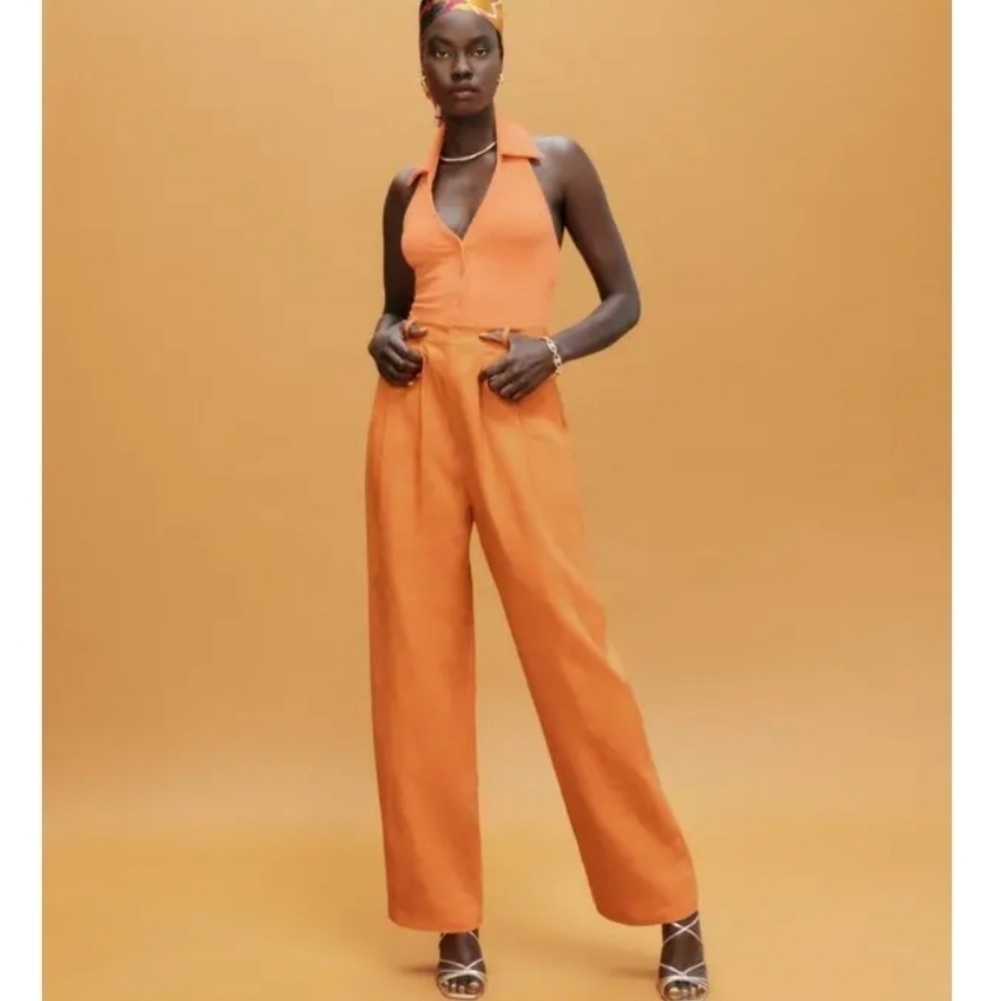 Reformation Vesta linen pants citrus 6
